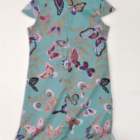 NWOT - Qipao Green Butterfly Cotton Dress - size 110
